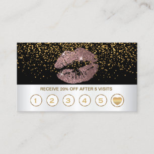 Tarjetas de la lealtad de los labios del purpurina