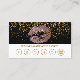 Tarjetas de la lealtad de los labios del purpurina