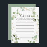 Tarjetas de la lista de cubo de la familia de los<br><div class="desc">Estas tarjetas doradas de la lista de los baldes del follaje de confeti eucalipto son la actividad perfecta para una boda rústica o una ducha de novia. El diseño presenta una acuarela de color eucalipto verde con confeti dorado. El signo de la lista de cubo se vende por separado.</div>