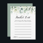 Tarjetas de la lista de cubos de color de agua Euc<br><div class="desc">Estas tarjetas acuáticas de eucalipto son ideales para una boda rústica o una ducha de novia. Este diseño artístico cuenta con un follaje verde eucalipto de color agua,  de dibujos a mano,  que inspira la belleza natural. El signo de la lista de cubo se vende por separado.</div>