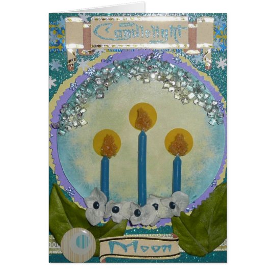Tarjetas de la luna de la luz de una vela