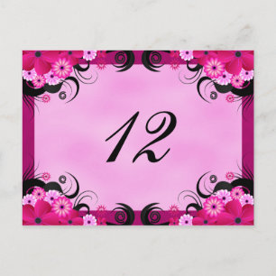 Tarjetas de la mesa de recepción floral Fuchsia li