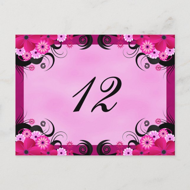 Tarjetas de la mesa de recepción floral Fuchsia li (Anverso)