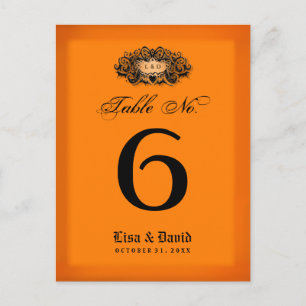 Tarjetas de la mesa del boda - Naranja de Hallowee