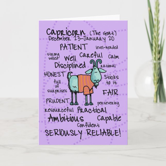 tarjetas de la palabra del zodiaco - Capricornio (Anverso)