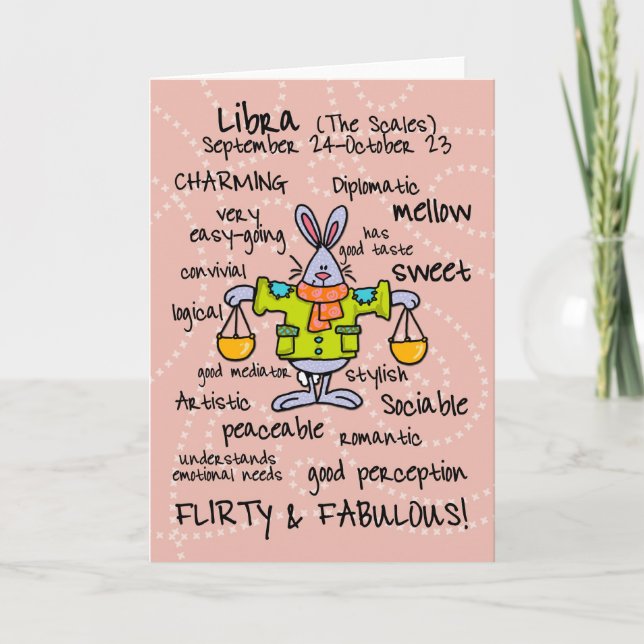 tarjetas de la palabra del zodiaco - libra (Anverso)