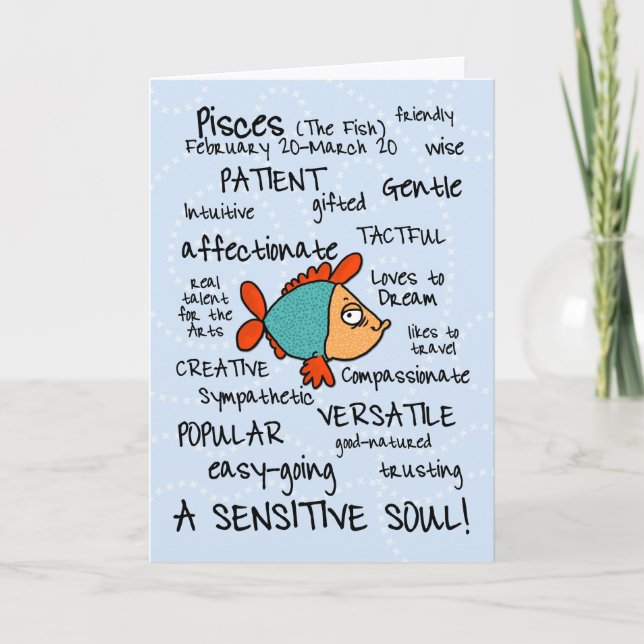 tarjetas de la palabra del zodiaco - Piscis (Anverso)