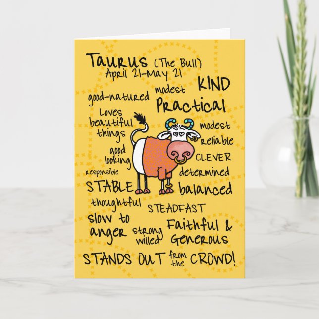 tarjetas de la palabra del zodiaco - tauro (Anverso)