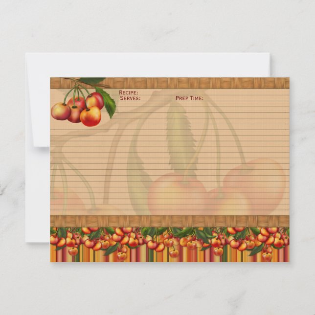Tarjetas de la receta de la cereza (Anverso)