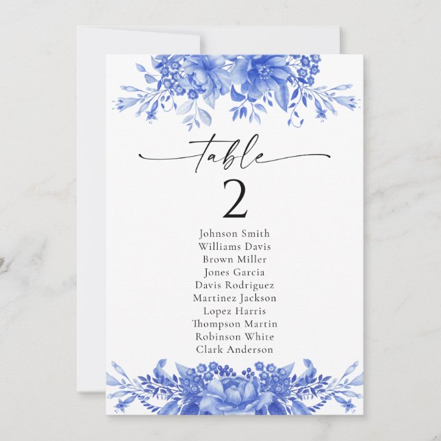 Tarjetas de la tabla de asientos de Boda de porcel (Anverso)