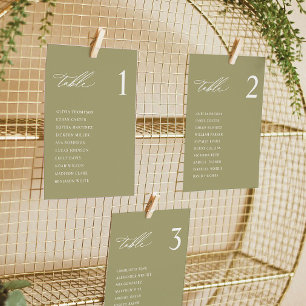 Tarjetas de la tabla de asientos de Boda verde Mat