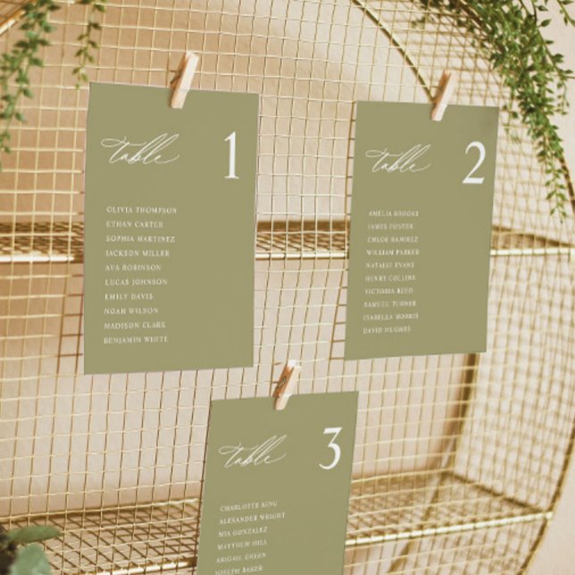 Tarjetas de la tabla de asientos de Boda verde Mat (Subido por el creador)