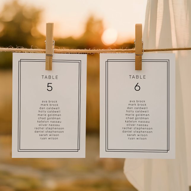 Tarjetas de la tabla de asientos del Boda Minimali (AVERY Minimalist Wedding Seating Chart Cards)