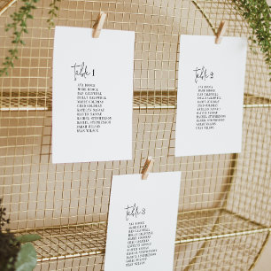 Tarjetas de la tabla de asientos en blanco y negro