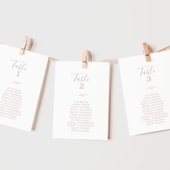 Tarjetas de la tabla rosa de la hoja mínima (Subido por el creador)