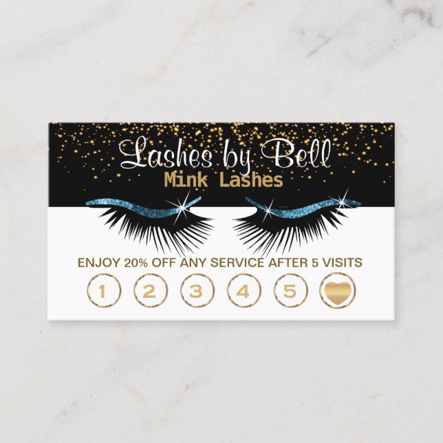 Tarjetas de lealtad con latigazos azules en blanco (Anverso)