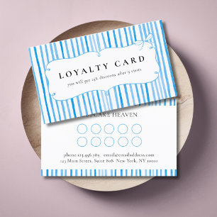 Tarjetas de Lealtad de Raya Blanca Azul con Lazo V