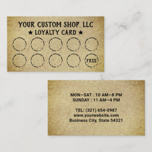 Tarjetas de Lealtad Rústicas Kraft para su Negocio
