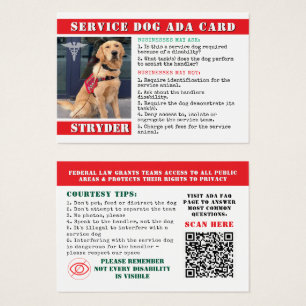 Tarjetas de ley de Service Dog ADA Tarjeta de iden