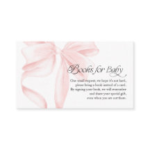 Tarjetas de libros con lazo coquette rosa para beb