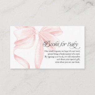 Tarjetas de libros con lazo coquette rosa para beb