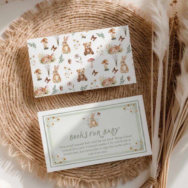 Tarjetas de libros de animales del bosque en verde (Sage Green Woodland Books for Baby Card)
