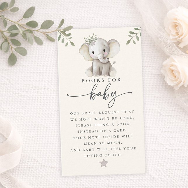 Tarjetas de libros de elefantes lindos y neutrales (Gender Neutral Cute Elephant Books for Baby Card)