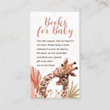 Tarjetas de libros de jirafa boho para bebé