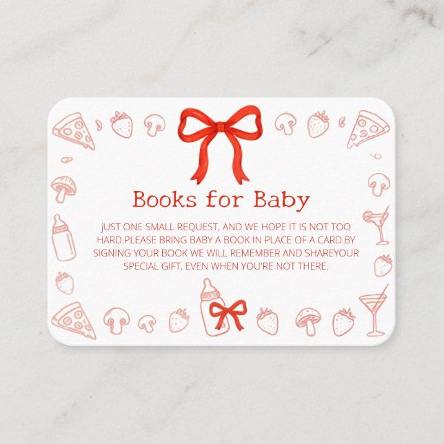 Tarjetas de libros de pizza Coquette para bebé (Anverso)