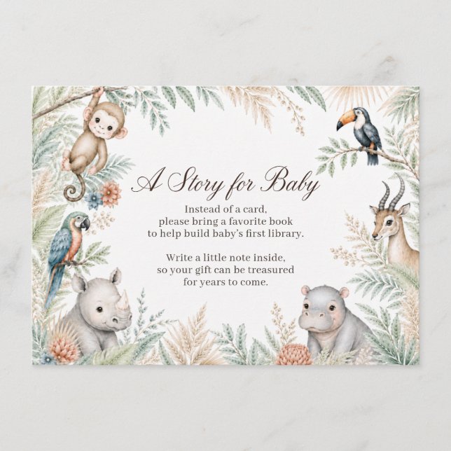 Tarjetas de libros de safari en acuarela para bebé (Anverso)