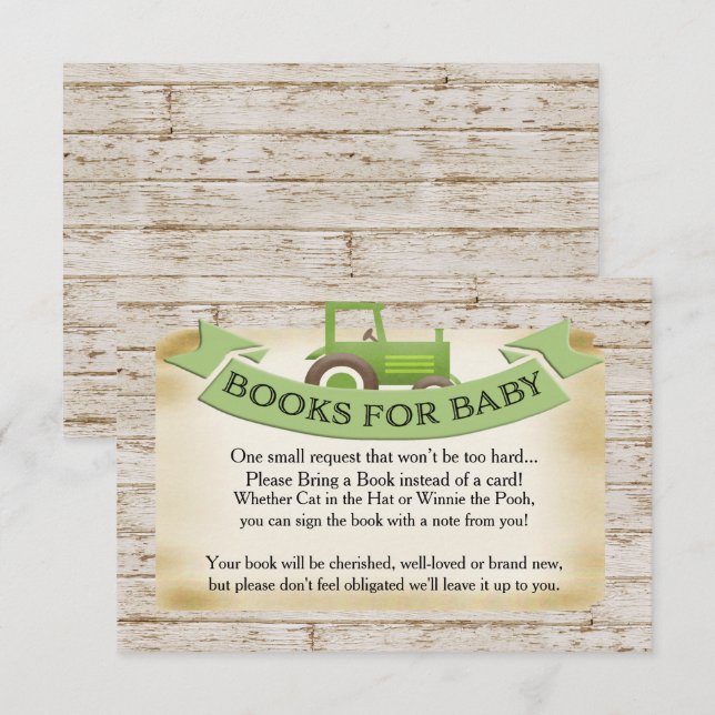 Tarjetas de Libros de Tractor Verde para Bebé (Anverso / Reverso)