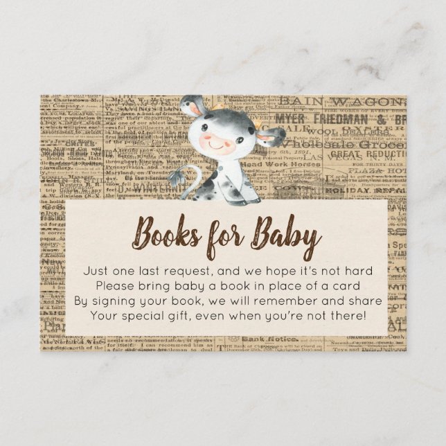 Tarjetas de libros de vaca de granja para bebé (Anverso)