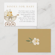 Tarjetas de Libros Neutrales para Bebé Marfil y Fl