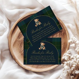 Tarjetas de libros para bebé clásico cuadros verde