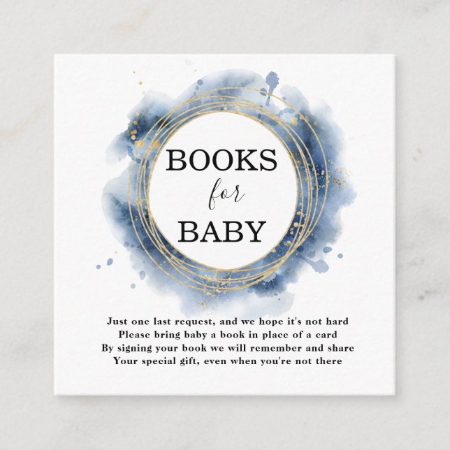 Tarjetas de libros para bebé niño Baby Blue Shower (Anverso)