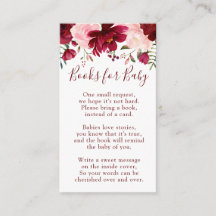 Tarjetas de libros rosas para baby shower