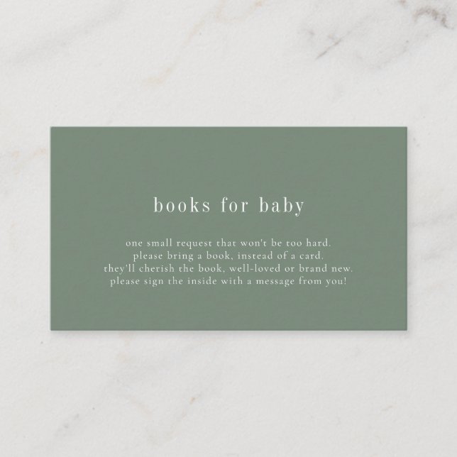 Tarjetas de libros verdes para baby shower (Anverso)