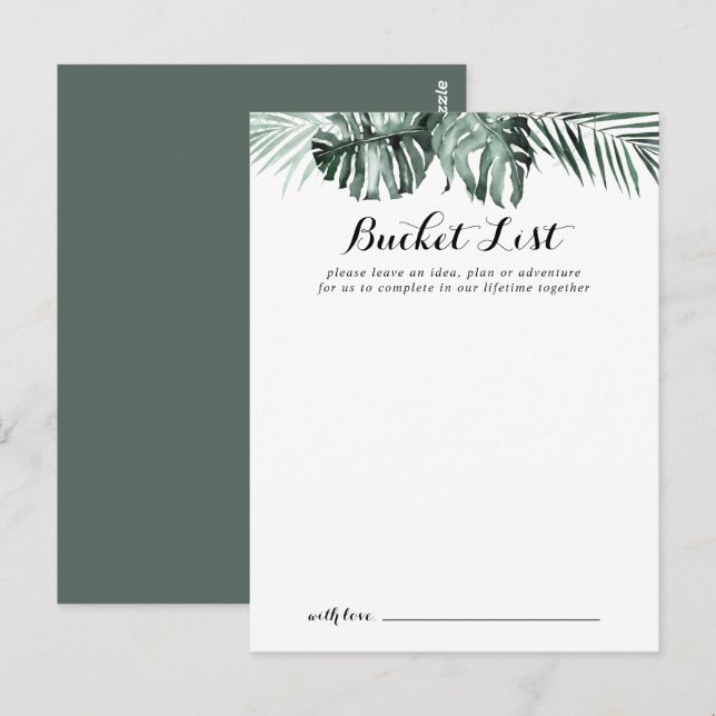 Tarjetas de lista de cubo de Boda blanco para vege (Anverso / Reverso)