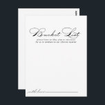 Tarjetas de lista de cubo de Boda de caligrafía el<br><div class="desc">Estas elegantes tarjetas caligráficas bodas son la actividad perfecta para una boda rústica o una ducha de novia. El diseño, sencillo y elegante, presenta una tipografía de escritura clásica y elegante en blanco y negro. Cambie la redacción para que se adapte a cualquier evento vital. El signo de la lista...</div>