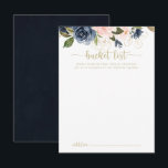 Tarjetas de lista de cubo de Boda floral de oro de<br><div class="desc">Estas tarjetas de la lista de cubo de boda dorado con flores de color azul marino son la actividad perfecta para una boda rústica o una ducha nupcial. El diseño está decorado con bonitos azules, azules, navales, rosas, ruidosas, doradas y verdes paisajes. Cambie la redacción para que se adapte a...</div>