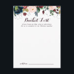 Tarjetas de lista de cubo de Boda ilustradas con a<br><div class="desc">Estas tarjetas acuáticas ilustradas con una lista de baldes bodas son la actividad perfecta para una simple recepción nupcial o una ducha de novia. El diseño presenta acuarelas pintadas a mano color azul marino, burdeos, rojos, rosas ondulados y peonías con elegantes hojas verdes, inspirando la colorida e idílica belleza del...</div>