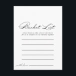 Tarjetas de lista de cubo de caligrafía elegante<br><div class="desc">Estas elegantes tarjetas caligráficas son la actividad perfecta para una boda rústica o una ducha de novia. El diseño,  sencillo y elegante,  presenta una tipografía de escritura clásica y elegante en blanco y negro. El signo de la lista de cubo se vende por separado.</div>