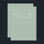 Tarjetas de lista de cubo del Boda de caligrafía b<br><div class="desc">Estas tarjetas de boda de caligrafía blanca verde son la actividad perfecta para una boda rústica o una ducha nupcial. El diseño es sencillo y elegante, con una tipografía de guion clásica y elegante en un fondo verde. Cambie la redacción para que se adapte a cualquier evento vital. El signo...</div>