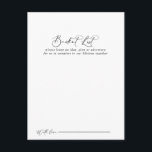 Tarjetas de lista de cubo del Boda de caligrafía i<br><div class="desc">Estas idílicas tarjetas de boda caligrafía son la actividad perfecta para una recepción de boda rústica o una ducha de novia. El diseño, sencillo y elegante, presenta una tipografía de escritura clásica y elegante en blanco y negro. Cambie la redacción para que se adapte a cualquier evento vital. El signo...</div>