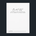 Tarjetas de lista de cubo del Boda de caligrafía i<br><div class="desc">Estas idílicas tarjetas de boda caligrafía son la actividad perfecta para una recepción de boda rústica o una ducha de novia. El diseño, sencillo y elegante, presenta una tipografía de escritura clásica y elegante en blanco y negro. Cambie la redacción para que se adapte a cualquier evento vital. El signo...</div>