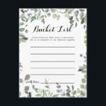 Tarjetas de lista de cubo delgado para el follaje<br><div class="desc">Estas tarjetas de la lista de cubo de delicias de eucalipto verde son la actividad perfecta para una simple recepción de boda o una ducha de novia. El diseño presenta un eucalipto elegante de acuarela botánica,  de inspiración natural. El signo de la lista de cubo se vende por separado.</div>