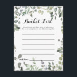Tarjetas de lista de cubo delgado para el follaje<br><div class="desc">Estas tarjetas de la lista de cubo de delicias de eucalipto verde son la actividad perfecta para una simple recepción de boda o una ducha de novia. El diseño presenta un eucalipto elegante de acuarela botánica,  de inspiración natural. El signo de la lista de cubo se vende por separado.</div>