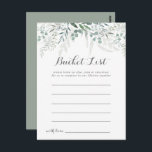 Tarjetas de lista de cubo Eucalyptus para la veget<br><div class="desc">Estas minimalistas tarjetas de la lista de baldes de eucalipto son la actividad perfecta para una boda rústica o una ducha de novia. El diseño presenta unas elegantes hojas de eucalipto verde acuarela. El signo de la lista de cubo se vende por separado.</div>