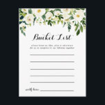 Tarjetas de lista de cubo floral de otoño blanco v<br><div class="desc">Estas originales tarjetas blancas de la lista de baldes florales de otoño son la actividad perfecta para una recepción rústica de bodas o una ducha de novia. El diseño presenta elegantes peonías blancas acuarelas con follaje verde. El signo de la lista de cubo se vende por separado.</div>