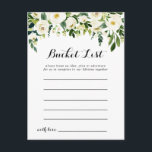 Tarjetas de lista de cubo floral de otoño blanco v<br><div class="desc">Estas originales tarjetas blancas de la lista de baldes florales de otoño son la actividad perfecta para una recepción rústica de bodas o una ducha de novia. El diseño presenta elegantes peonías blancas acuarelas con follaje verde. El signo de la lista de cubo se vende por separado.</div>